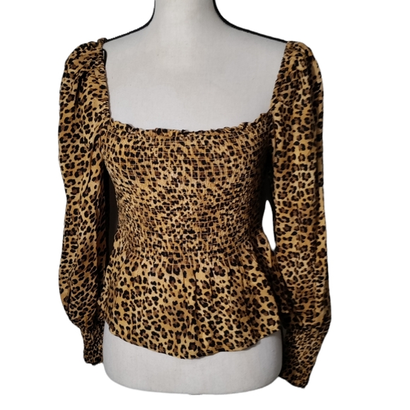 Mi Ami animal print balloon sleeve top size large NWT - Picture 1 of 5